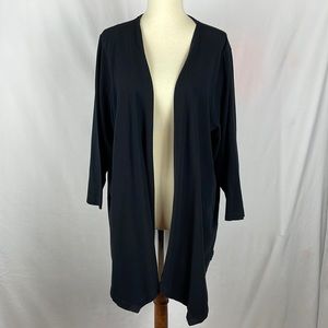Croft & Barrow Black Open Front Cardigan with 3/4 Length Sleeves - Size 1X